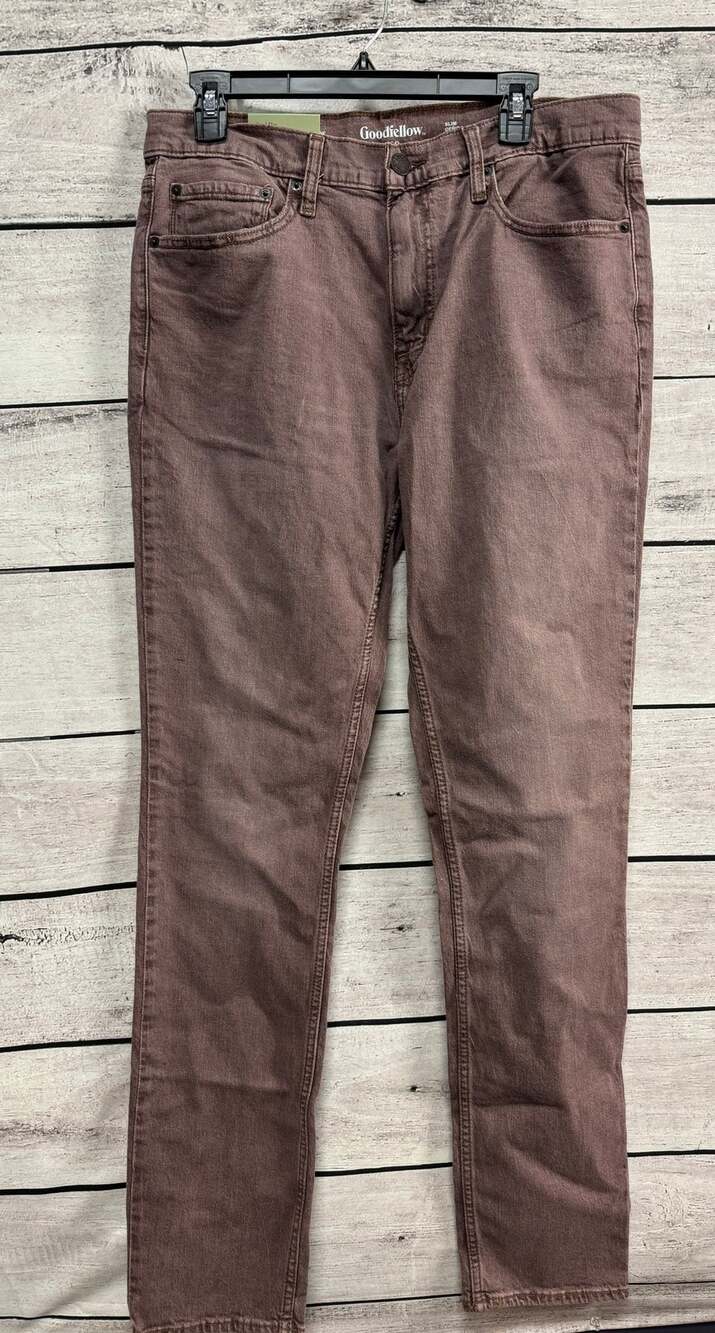 NWT Men's Goodfellow Light Red Lightweight Colored Slim Fit Jeans - 34x34